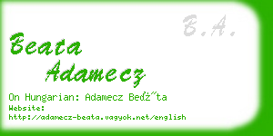 beata adamecz business card